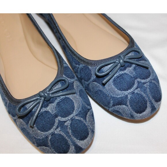 COACH WOME'S‎ ABIGAIL SIGNATURE C DENIM BLUE BALLET FLATS NIB - Picture 2 of 5